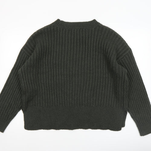 Marks and Spencer Women's Green Wool Blend Cable Knit Jumper L