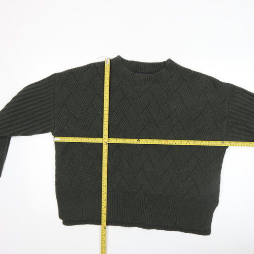 Marks and Spencer Women's Green Wool Blend Cable Knit Jumper L