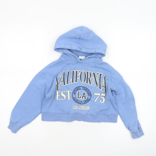 ZARA Girls Blue California Graphic Pullover Hoodie 2-3 Years