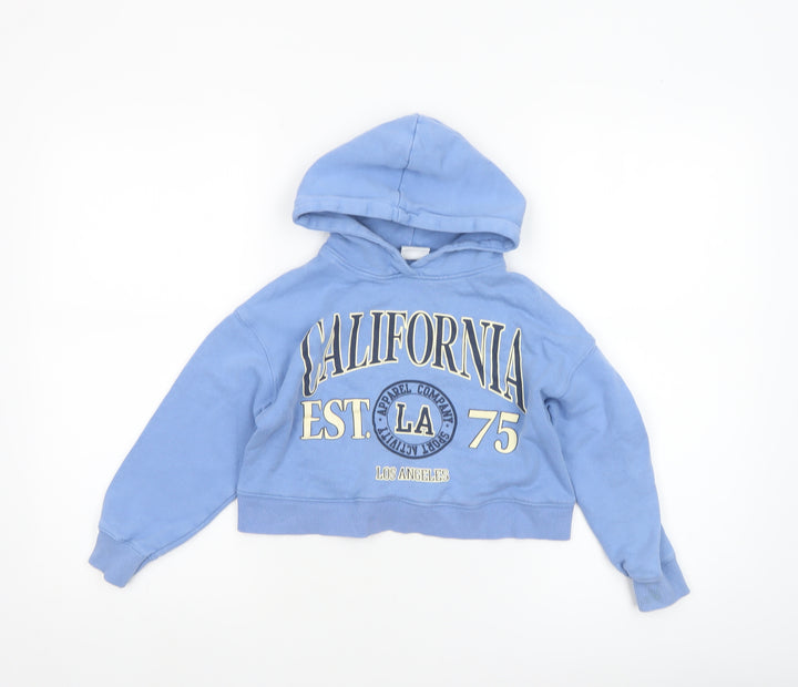ZARA Girls Blue California Graphic Pullover Hoodie 2-3 Years