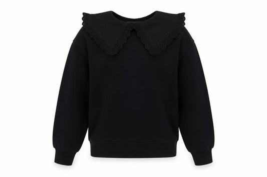 Zara Girls Black Collared Long Sleeve Pullover Blouse 10 Years 140cm