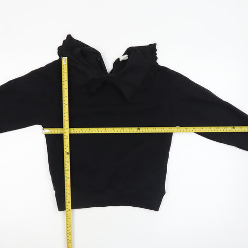 ZARA Girls Black Collared Long Sleeve Pullover Blouse 10 Years 140cm