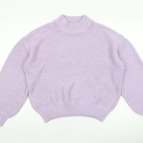 MNG Women’s Purple Mock Neck Chunky Knit Pullover Jumper Size 14