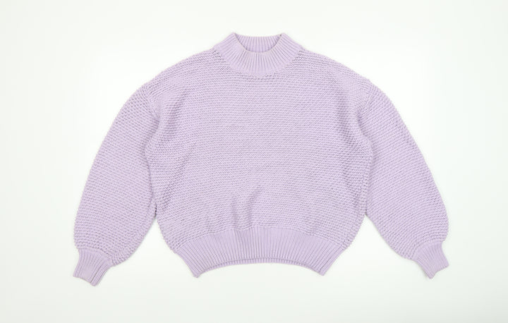 MNG Women’s Purple Mock Neck Chunky Knit Pullover Jumper Size 14