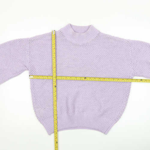 MNG Women’s Purple Mock Neck Chunky Knit Pullover Jumper Size 14