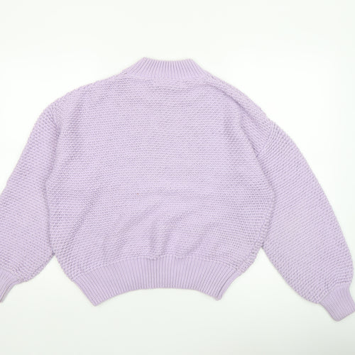 MNG Women’s Purple Mock Neck Chunky Knit Pullover Jumper Size 14