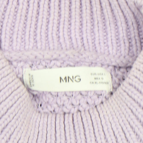 MNG Women’s Purple Mock Neck Chunky Knit Pullover Jumper Size 14