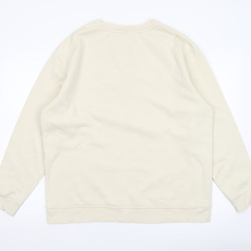 Nobody's Child Men's Beige Kindness Embroidered Crew Neck Sweatshirt L