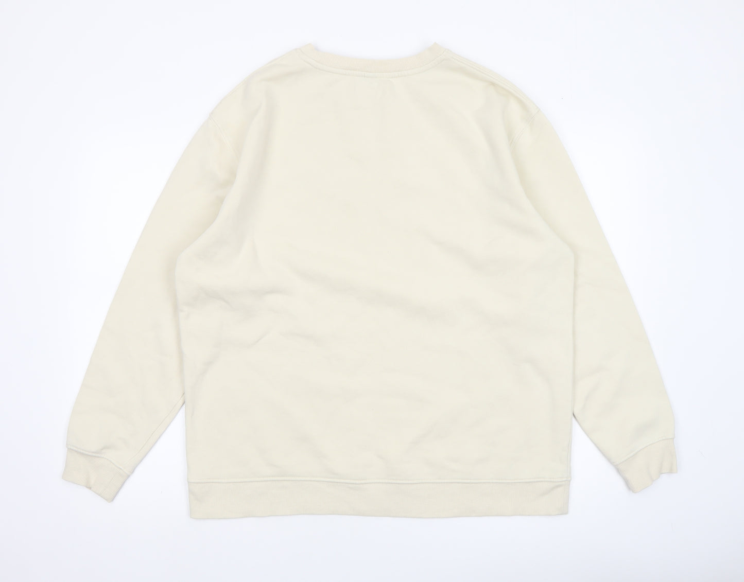 Nobody's Child Men's Beige Kindness Embroidered Crew Neck Sweatshirt L
