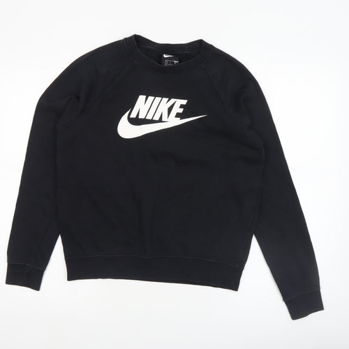 Nike Women's Black Small Pullover Sweatshirt Crew Neck Cotton Blend