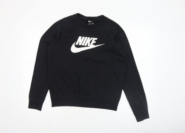 Nike Women's Black Small Pullover Sweatshirt Crew Neck Cotton Blend