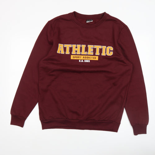 Alphar One Men's Brown Athletic Graphic Sweatshirt L Crew Neck