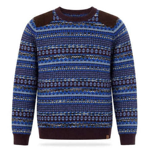 Tokyo Laundry Men's Blue Geometric Knit Crew Neck Jumper Size M