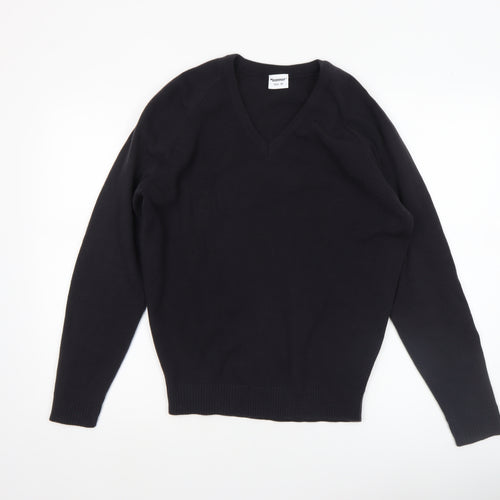 Banner Men's Black Acrylic V-Neck Long Sleeve Knit Jumper Size S