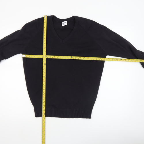 Banner Men's Black Acrylic V-Neck Long Sleeve Knit Jumper Size S
