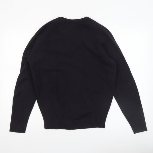 Banner Men's Black Acrylic V-Neck Long Sleeve Knit Jumper Size S