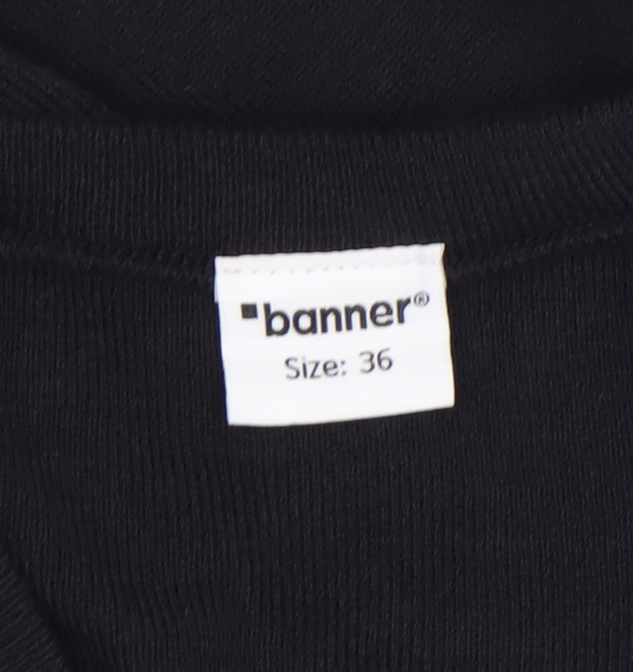 Banner Men's Black Acrylic V-Neck Long Sleeve Knit Jumper Size S