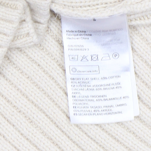 H&M Women Beige Mock Neck Sleeveless Ribbed Knit Vest Size 12