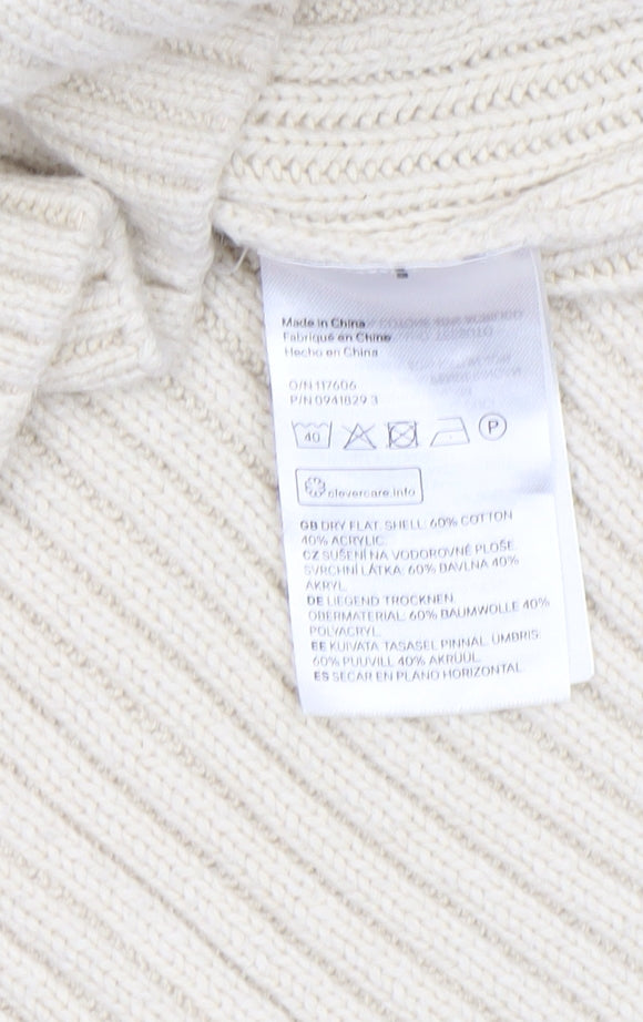 H&M Women Beige Mock Neck Sleeveless Ribbed Knit Vest Size 12