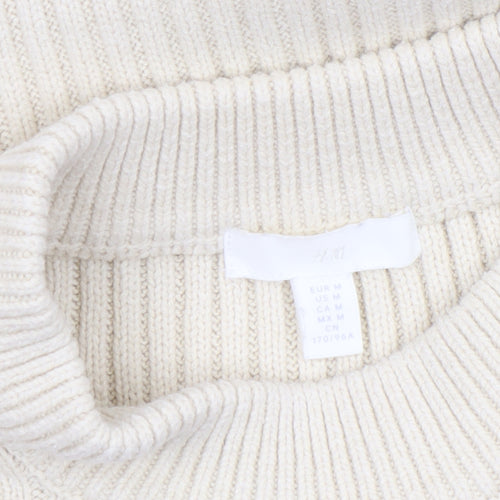 H&M Women Beige Mock Neck Sleeveless Ribbed Knit Vest Size 12