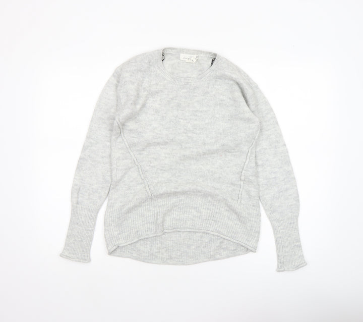 H&M Women Grey Knit Pullover Jumper XS Long Sleeve Crew Neck
