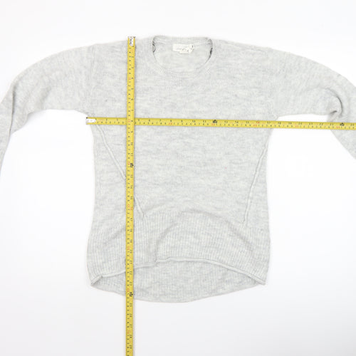 H&M Women Grey Knit Pullover Jumper XS Long Sleeve Crew Neck