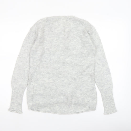 H&M Women Grey Knit Pullover Jumper XS Long Sleeve Crew Neck