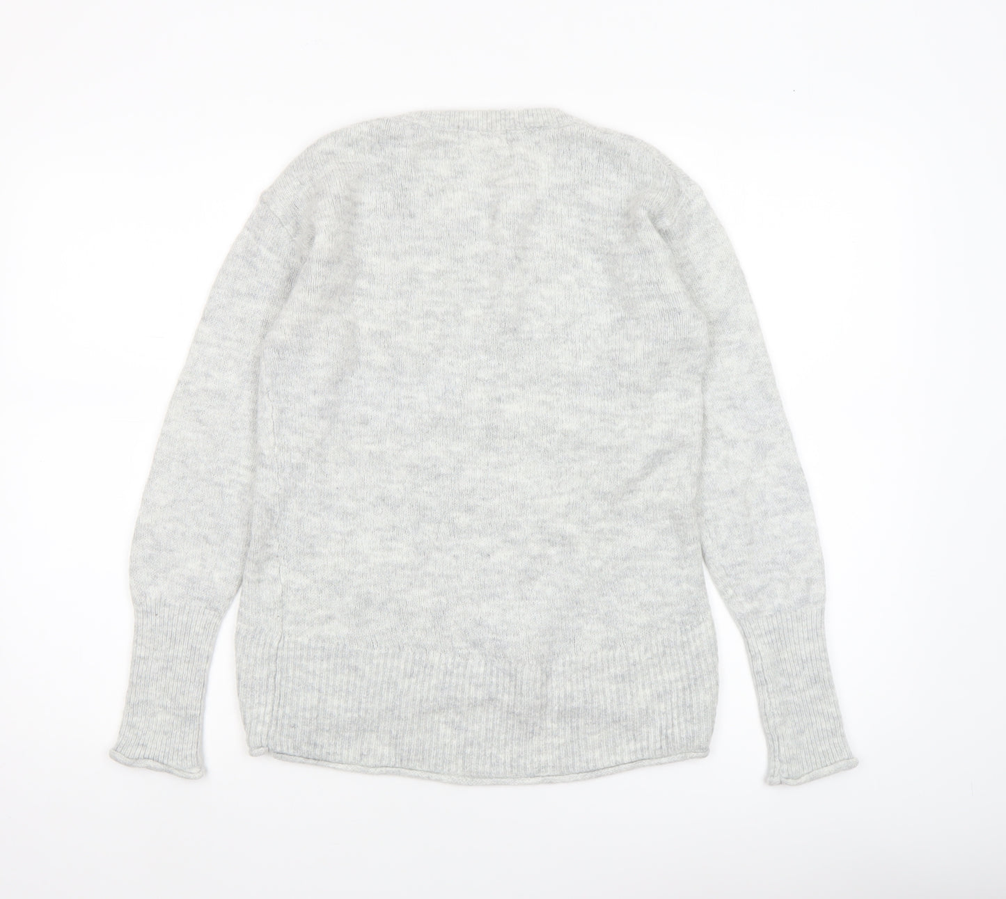 H&M Women Grey Knit Pullover Jumper XS Long Sleeve Crew Neck