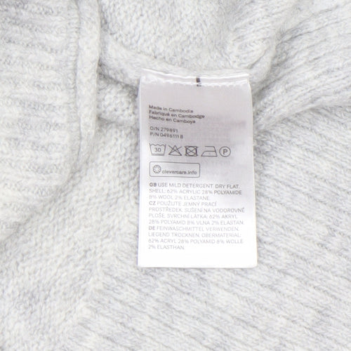 H&M Women Grey Knit Pullover Jumper XS Long Sleeve Crew Neck