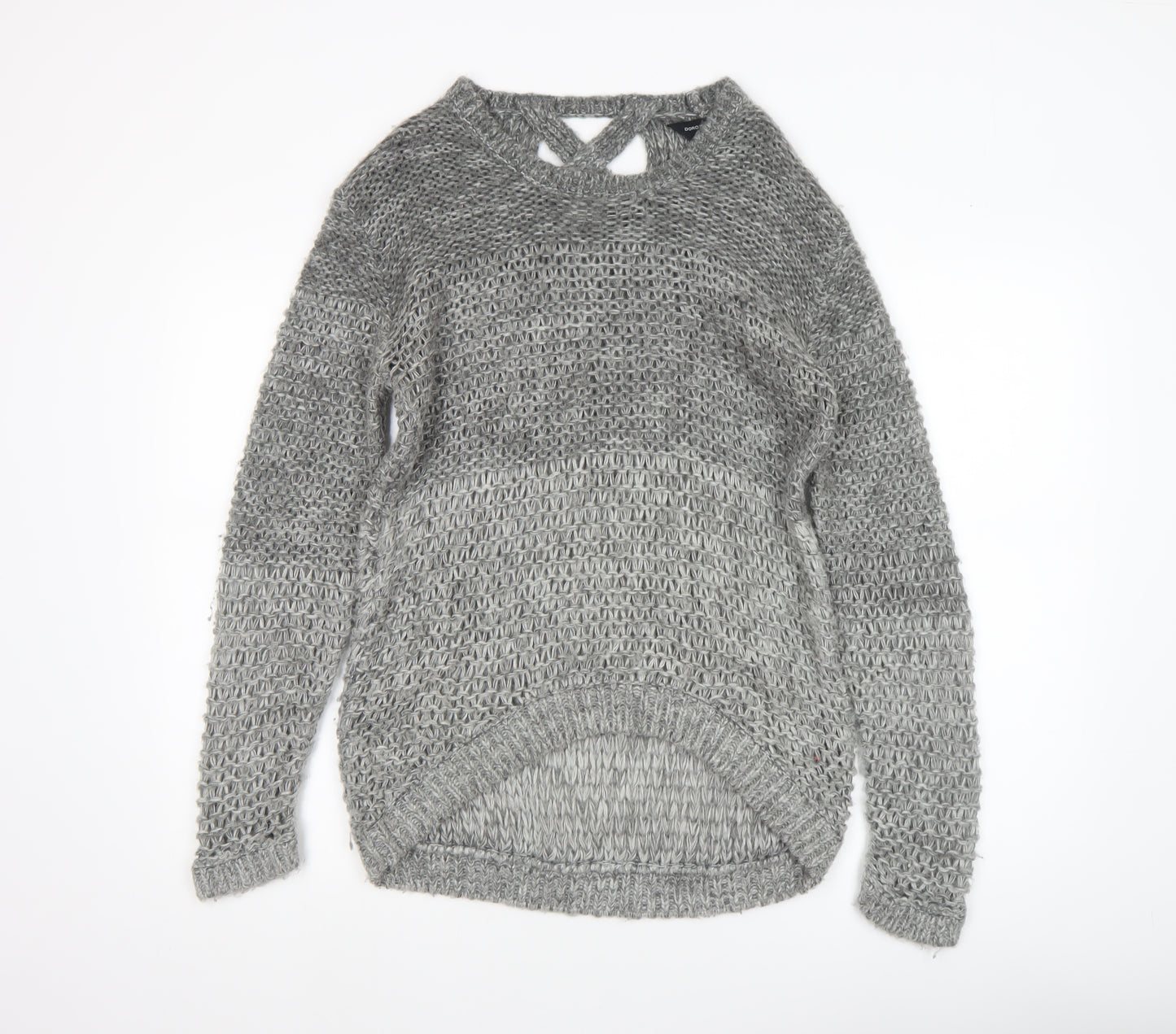 Dorothy Perkins Women’s Grey Open-Knit Long Sleeve Jumper Size 12