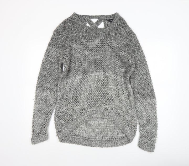 Dorothy Perkins Women’s Grey Open-Knit Long Sleeve Jumper Size 12