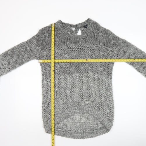 Dorothy Perkins Women’s Grey Open-Knit Long Sleeve Jumper Size 12