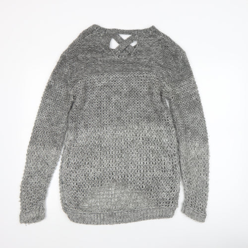 Dorothy Perkins Women’s Grey Open-Knit Long Sleeve Jumper Size 12