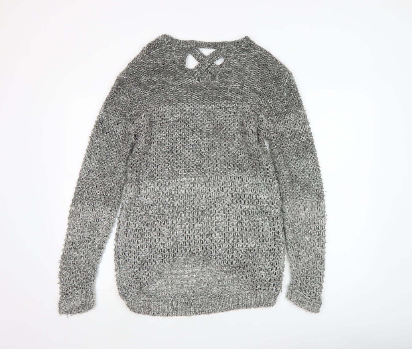 Dorothy Perkins Women’s Grey Open-Knit Long Sleeve Jumper Size 12
