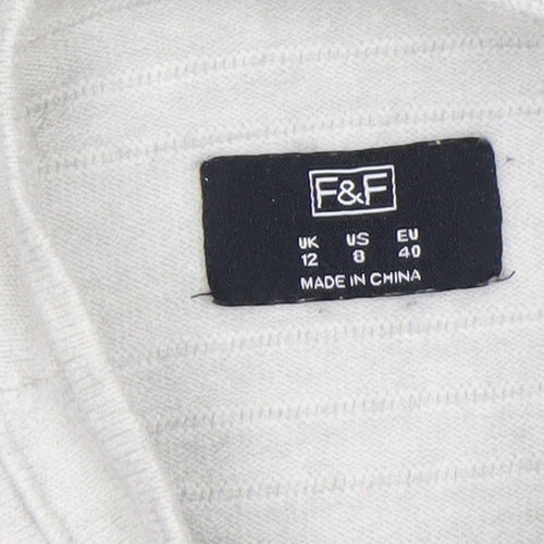 F&F Women’s Grey Mock Neck 3/4 Sleeve Knit Jumper Size 12