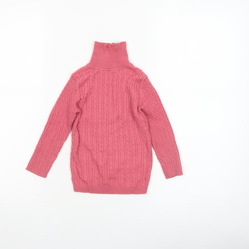 George Girls Pink Cable Knit Roll Neck Jumper 2-3 Years