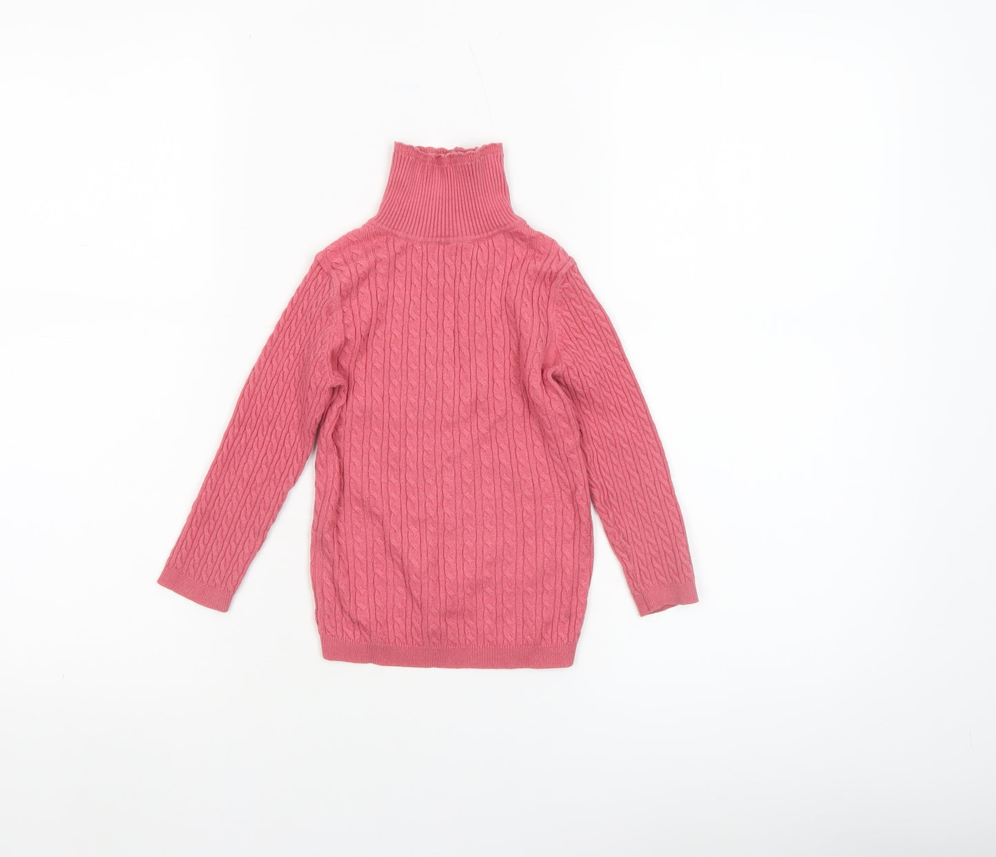 George Girls Pink Cable Knit Roll Neck Jumper 2-3 Years