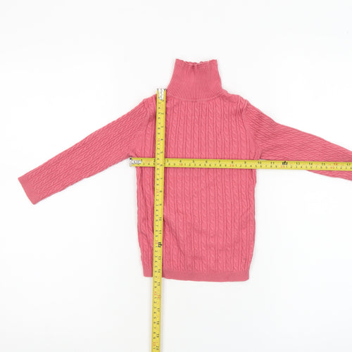 George Girls Pink Cable Knit Roll Neck Jumper 2-3 Years