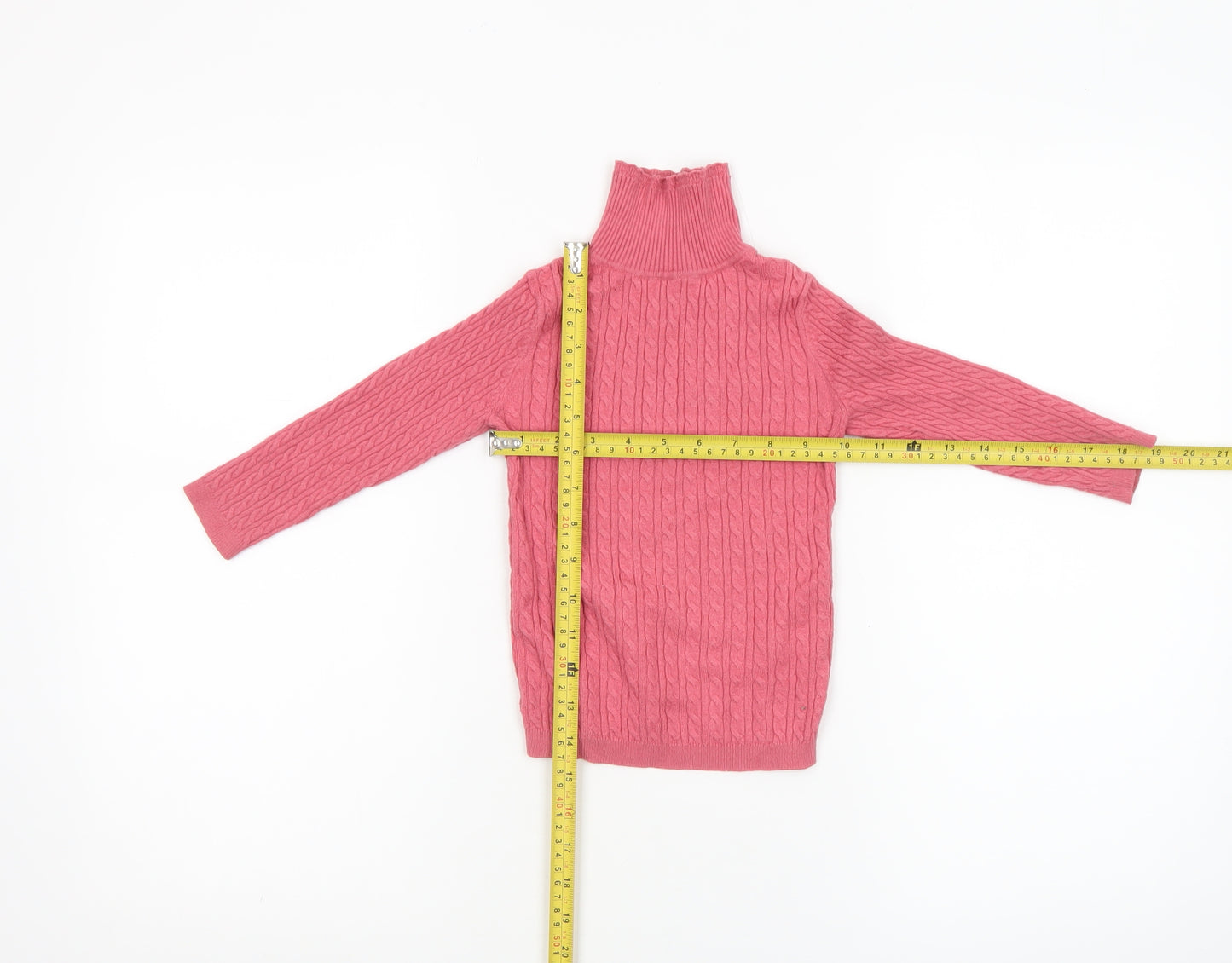 George Girls Pink Cable Knit Roll Neck Jumper 2-3 Years