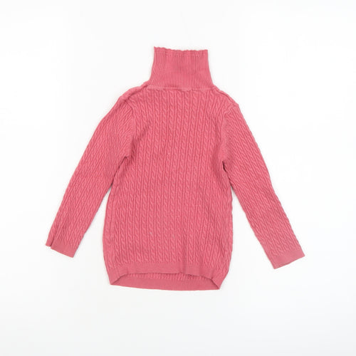 George Girls Pink Cable Knit Roll Neck Jumper 2-3 Years