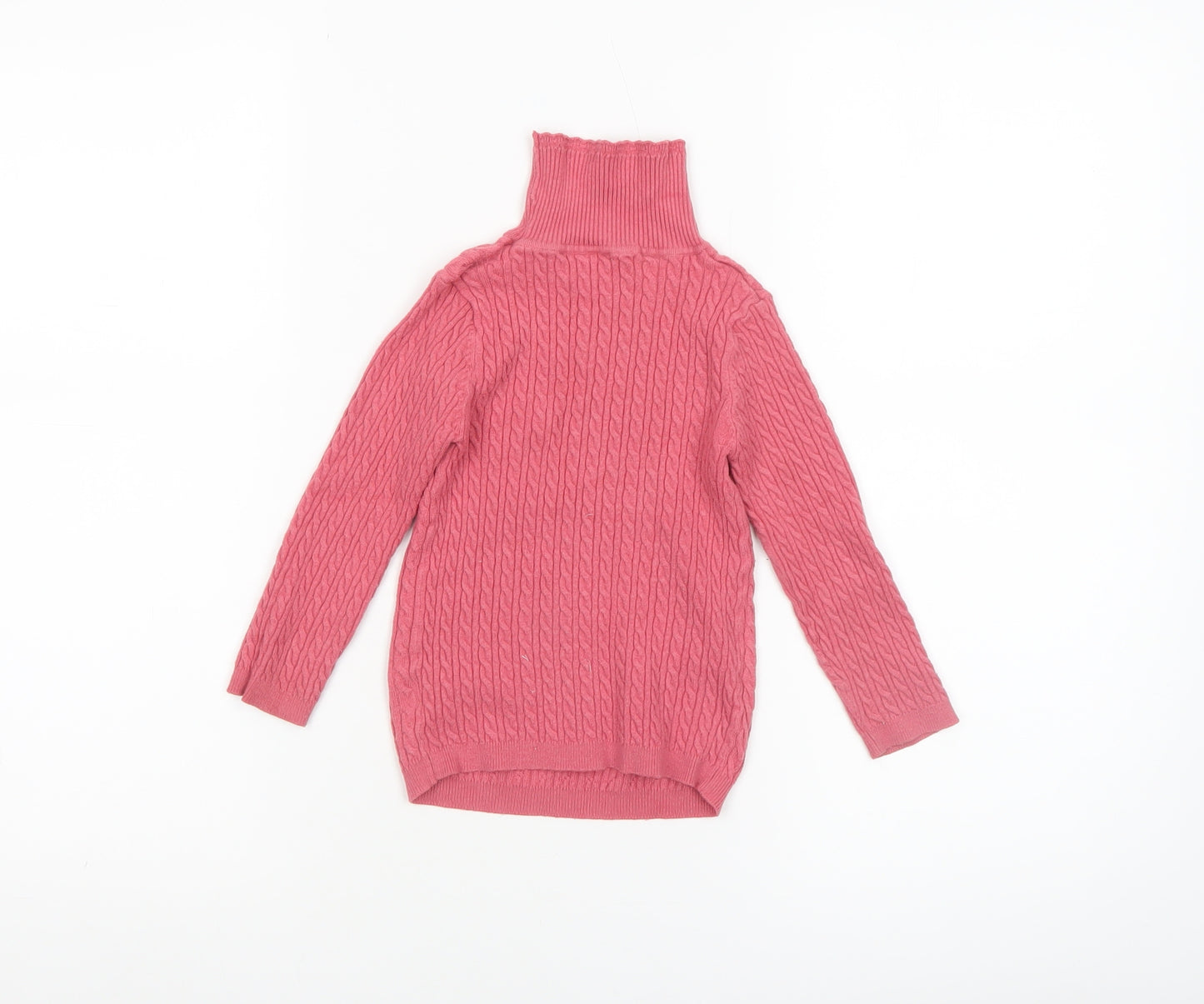 George Girls Pink Cable Knit Roll Neck Jumper 2-3 Years