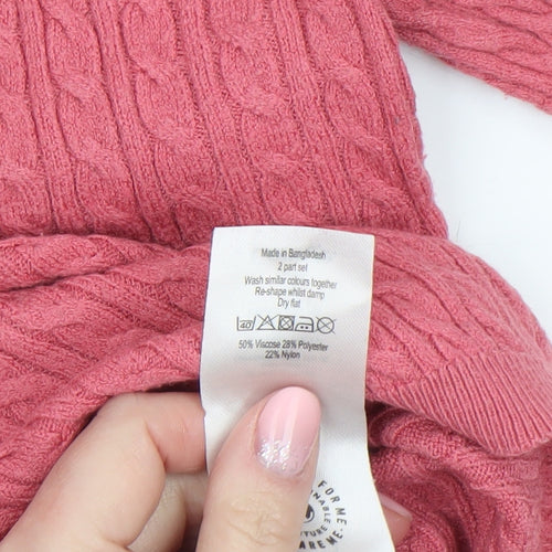 George Girls Pink Cable Knit Roll Neck Jumper 2-3 Years