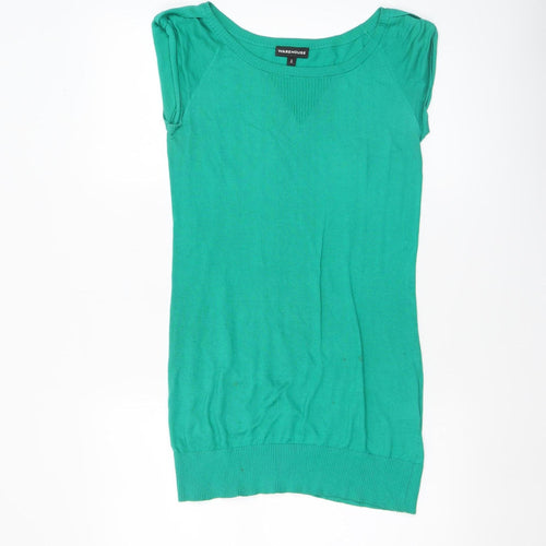 Warehouse Women’s Green Cotton Sleeveless Knit T-Shirt UK 6