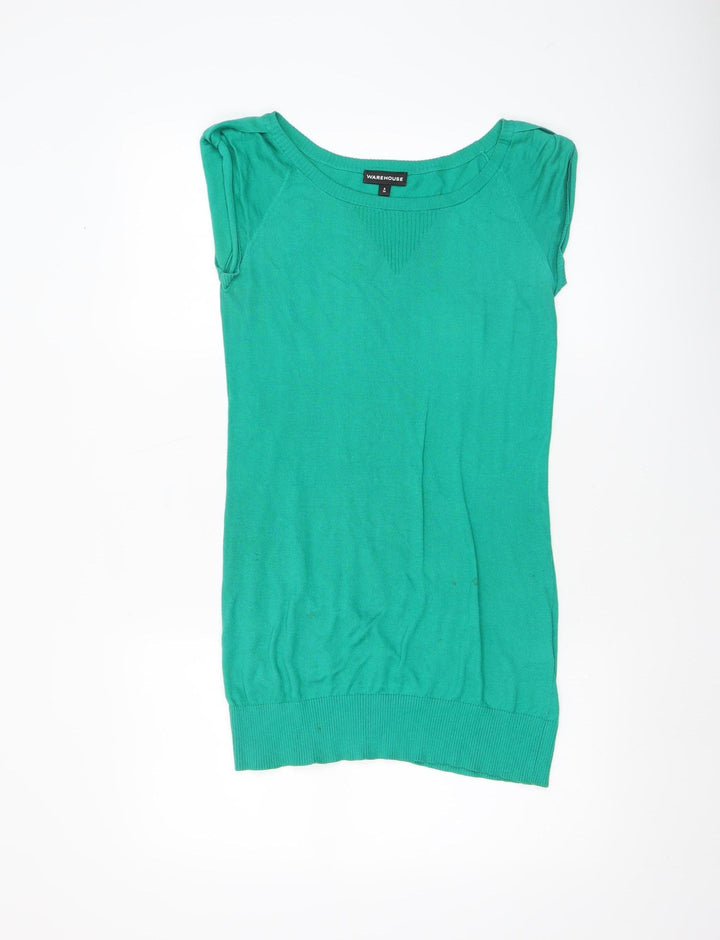 Warehouse Women’s Green Cotton Sleeveless Knit T-Shirt UK 6