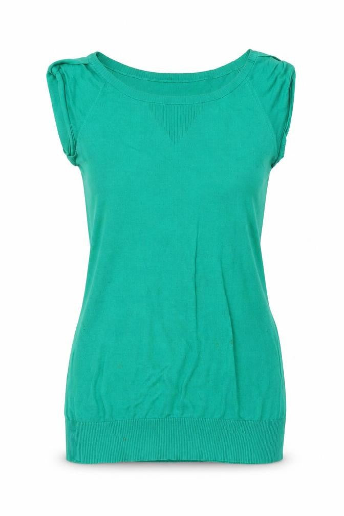 Warehouse Women’s Green Cotton Sleeveless Knit T-Shirt UK 6