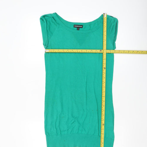 Warehouse Women’s Green Cotton Sleeveless Knit T-Shirt UK 6