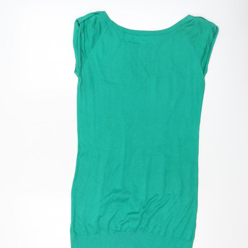 Warehouse Women’s Green Cotton Sleeveless Knit T-Shirt UK 6