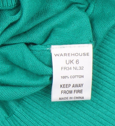 Warehouse Women’s Green Cotton Sleeveless Knit T-Shirt UK 6
