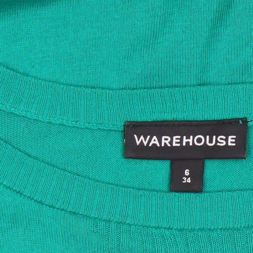 Warehouse Women’s Green Cotton Sleeveless Knit T-Shirt UK 6