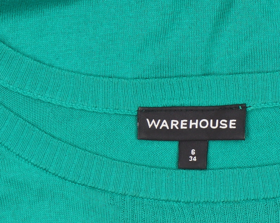 Warehouse Women’s Green Cotton Sleeveless Knit T-Shirt UK 6